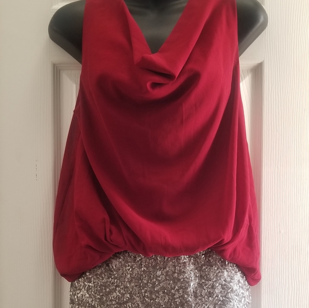 Tinley women's dress red and pewter sequins size M